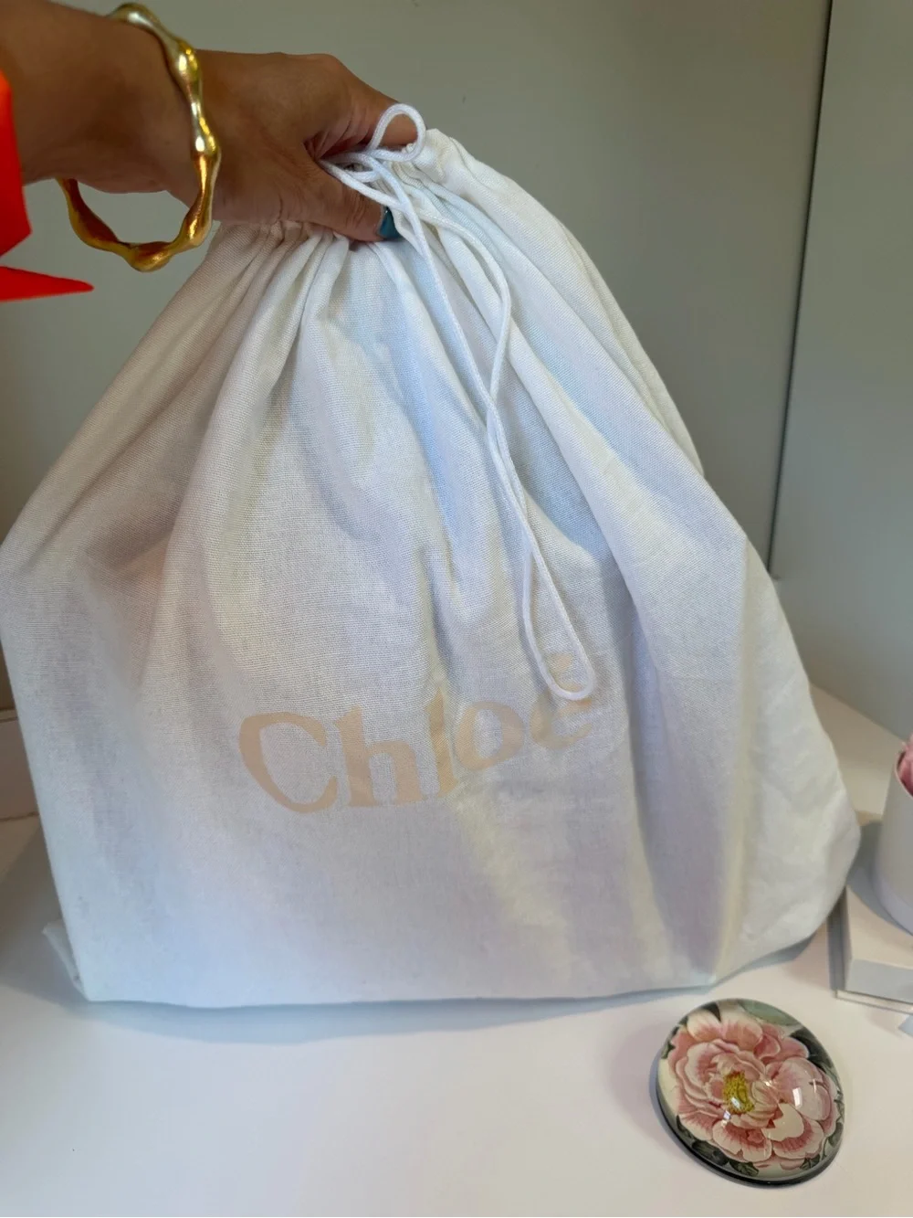 New Chloe Woody Large Tote with lilac Trim COA Dusty